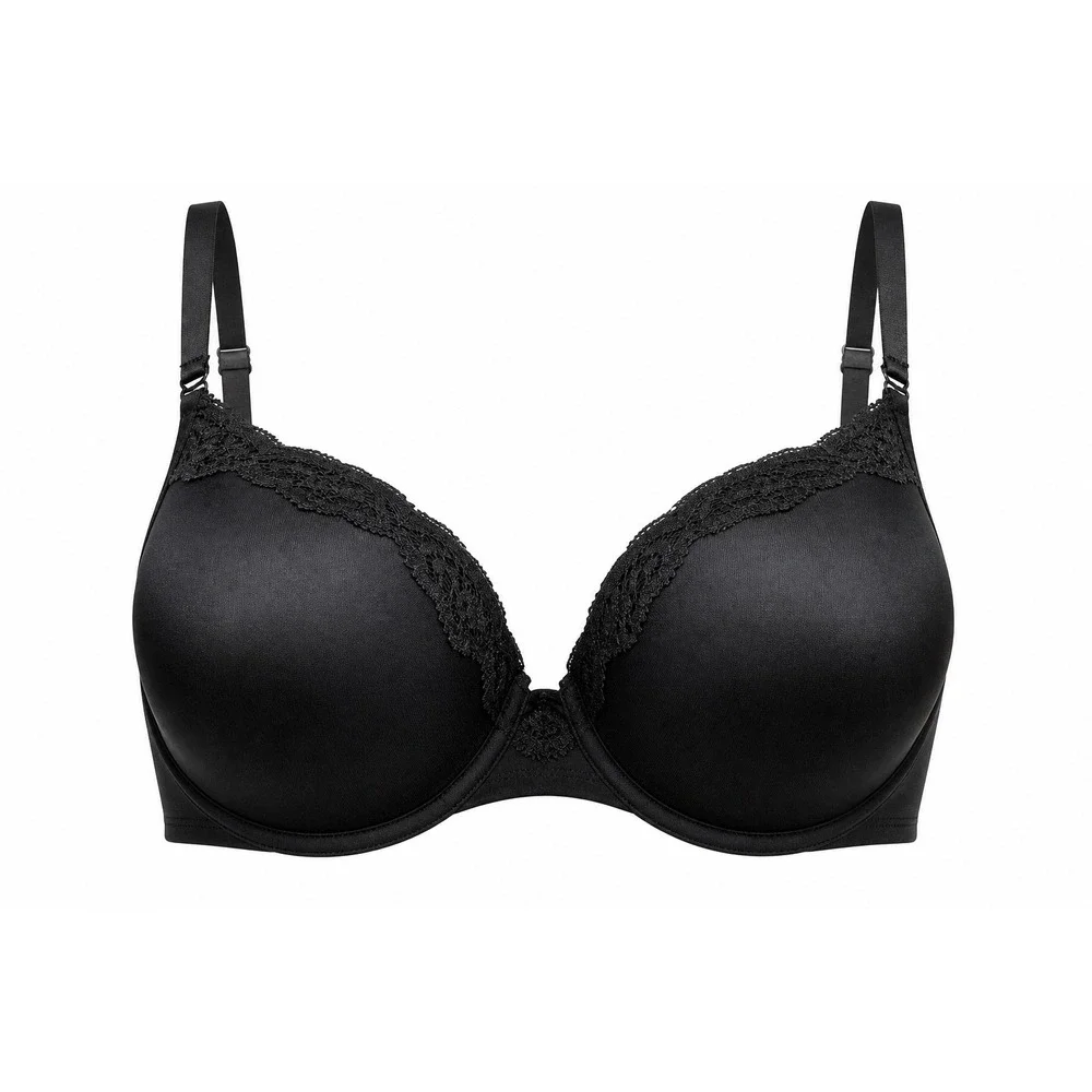 Maidenform 40DD Black Comfort T-Shirt‎ Bra Lace Trim Convertible Straps NWT